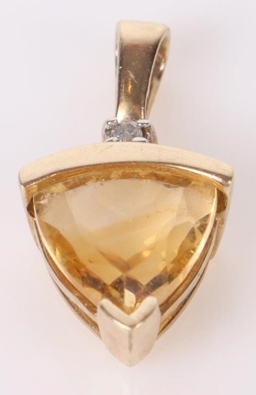Lot 187248: 10K YELLOW GOLD CITRINE DIAMOND LADIES PENDANT