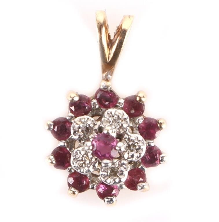 Lot 187249: 10K YELLOW GOLD DIAMOND PINK TOPAZ PENDANT