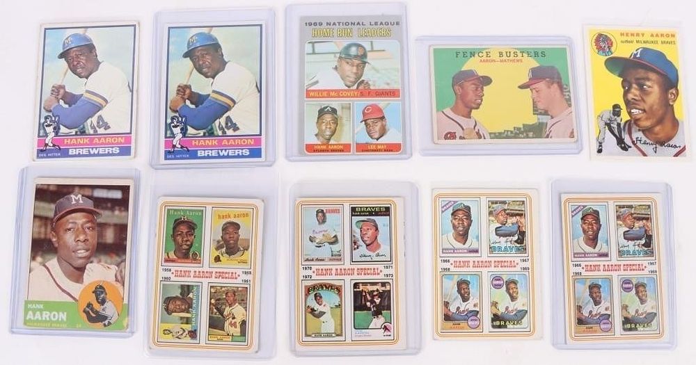 Lot 187339: HANK AARON COLLECTIBLE BASEBALL CARDS - (10)