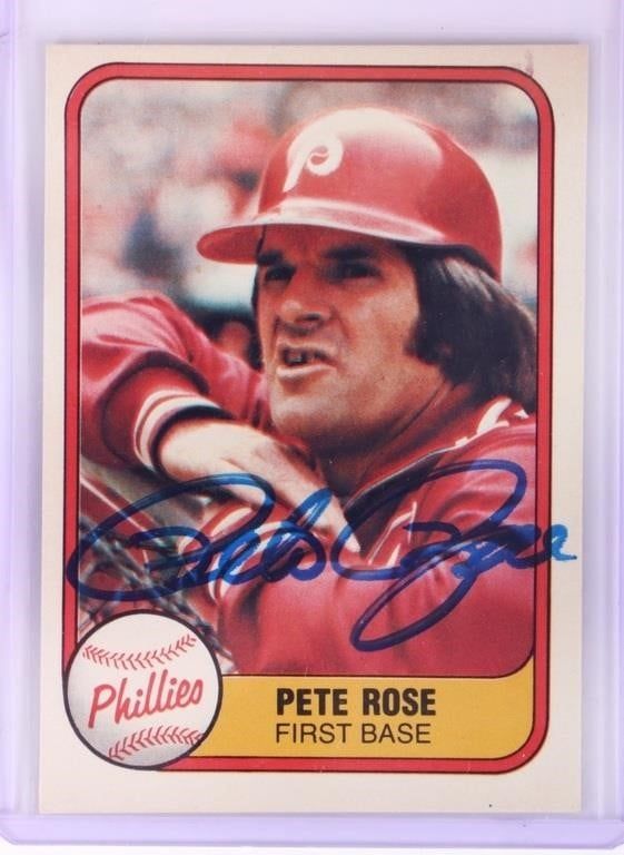 Lot 187341: 1981 FLEER PETER ROSE #310 AUTOGRAPHED CARD