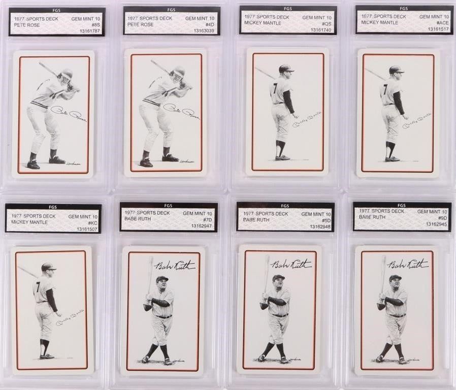 Lot 187342: 1977 SPORTS DECK FGS GRADED BIG PLAYER CARDS