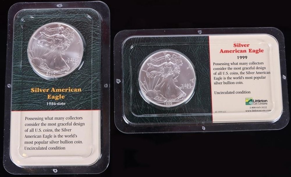 Lot 187388: 1999 & 2000 W SILVER EAGLE BULLION UNCIRCULATED