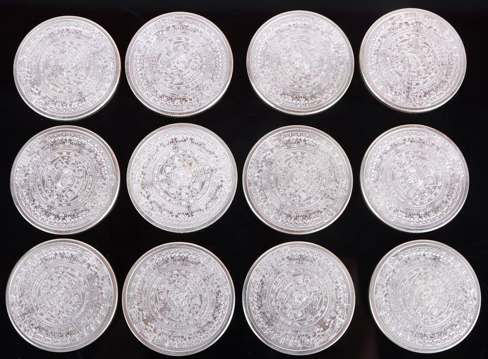 Lot 187401: .999 FINE SILVER GSM AZTEC CALENDAR ROUNDS - (12)