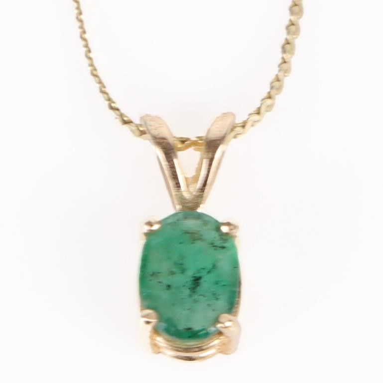 Lot 188170: 0.50CT EMERALD 14K YELLOW GOLD LADIES NECKLACE