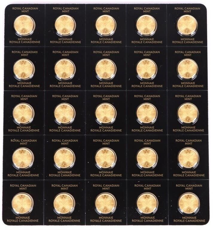 Lot 188180: 2017 MAPLEGRAM25 PURE YELLOW GOLD MINI COIN SET