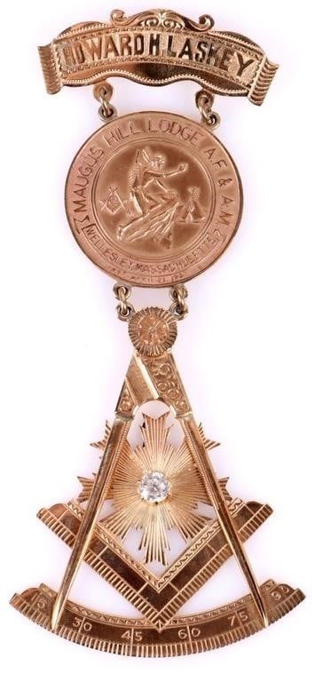 Lot 188207: MASTER FREEMASONS MEDAL14K GOLD HISTORIC LASKEY