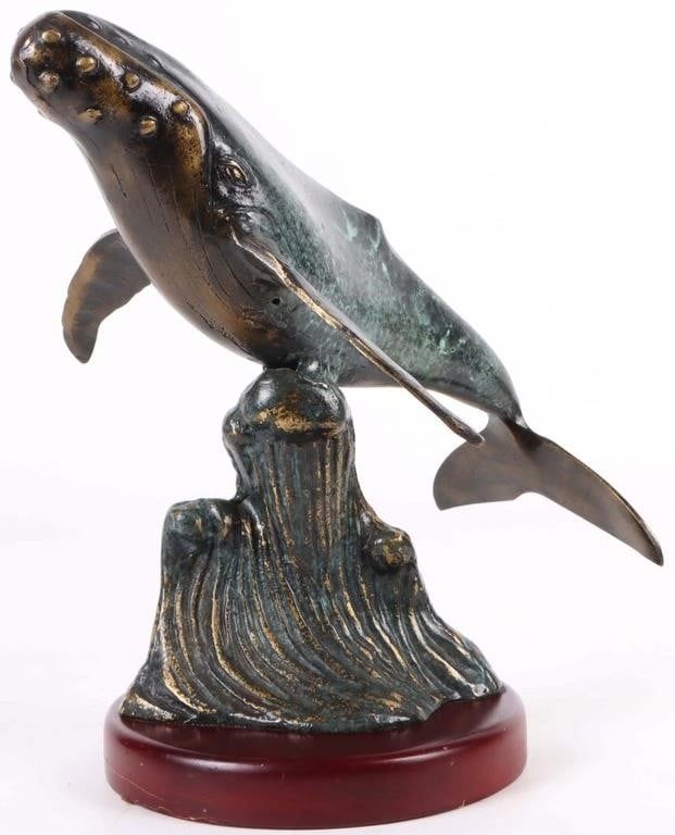 Lot 188240: BRONZE HUMPBACK WHALE STATUE W/ BEAUTIFUL FINISH