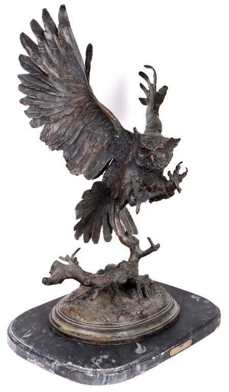 Lot 188243: BRONZE SCULPTURE "OWL' SIGNED MOIGNIEZ 31" TALL