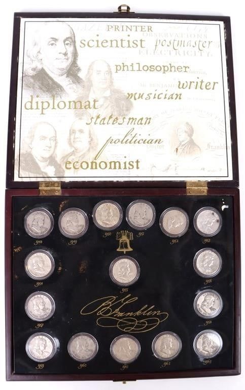 Lot 188340: BEN FRANKLIN HALF DOLLARS OF 16 YEARS COMPLETE SET