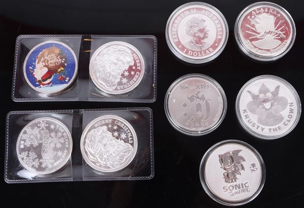 Lot 188345: ASSORTED FINE SILVER BULLION COINS - (9)