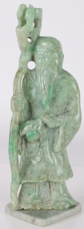 Lot 188364: BURMESE JADE ASIAN WISE MAN FIGURINE STATUARY