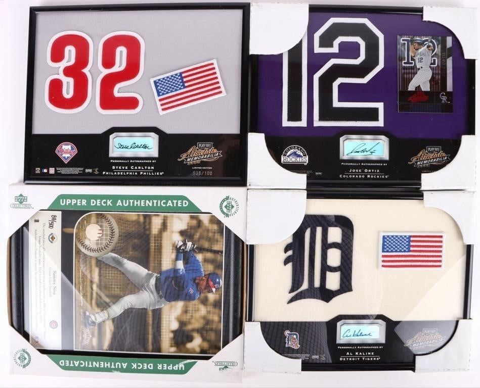Lot 188387: KALINE, ORTIZ, CARLTON AUTOGRAPHED & SOSA PLAQUES