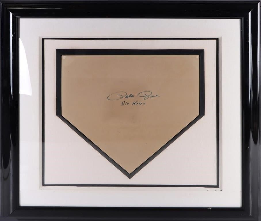Lot 188391: PETE ROSE AUTOGRAPHED HOME BASE PLATE FRAMED