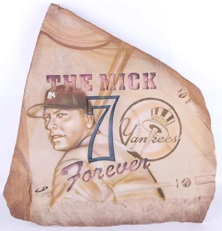 Lot 188419: MICKEY MANTLE SANDSTONE CARVING BY LONGORDO