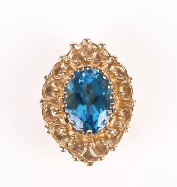 Lot 192152: 14K YELLOW GOLD BLUE SPINEL LADIES SLIDING PENDANT