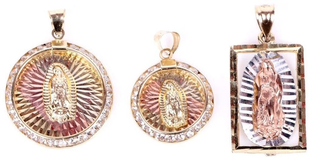 Lot 192153: 14K YELLOW GOLD CZ RELIGIOUS PENDANTS - (3)