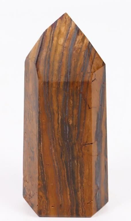 Lot 190386: 517.0 GRAMS TIGER'S EYE TOWER W/ MATTE FINISH