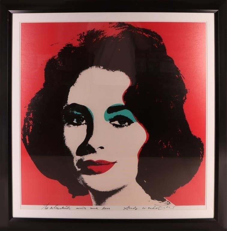 Lot 190394: ANDY WARHOL LIZ IN RED OFFSET LITHOGRAPH SIGNED