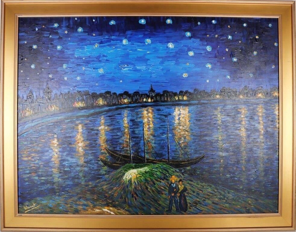 Lot 190405: VAN GOGH "STARRY NIGHT OVER THE RHONE" OIL AFTER