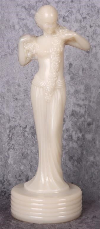 Lot 190414: URANIUM GLASS  ALADDIN ALACITE ART DECO STATUE