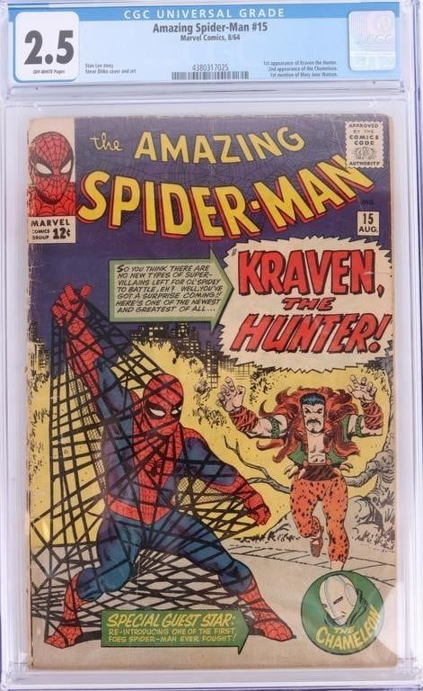 Lot 191195: AMAZING SPIDER-MAN #15 CGC 2.5 -1ST KRAVEN