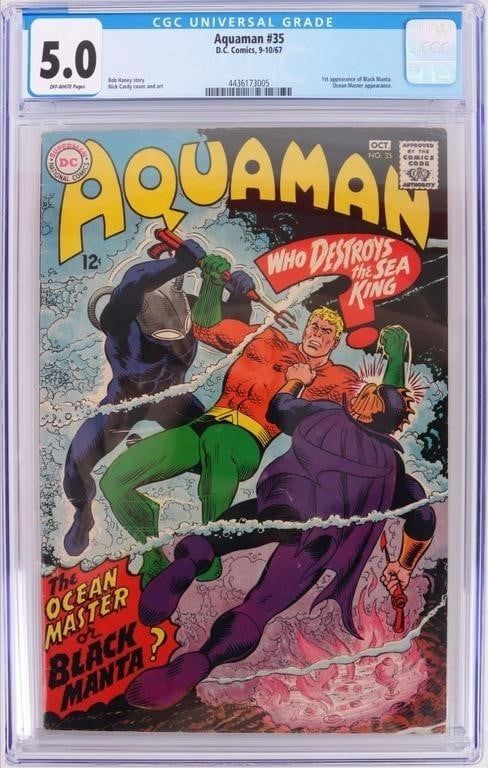 Lot 191197: AQUAMAN #35 CGC 5.0 - 1ST BLACK MANTA!