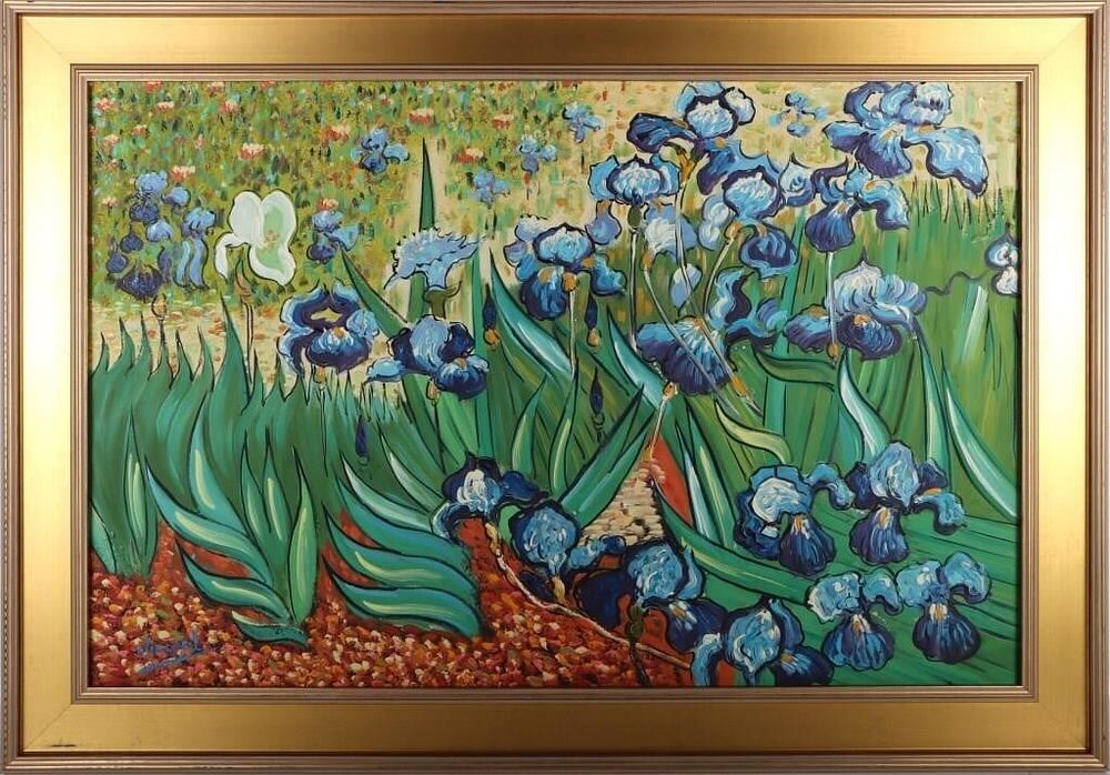 Lot 191298: VINCENT VAN GOGH ORIGINAL IRISES PAINTING AFTER