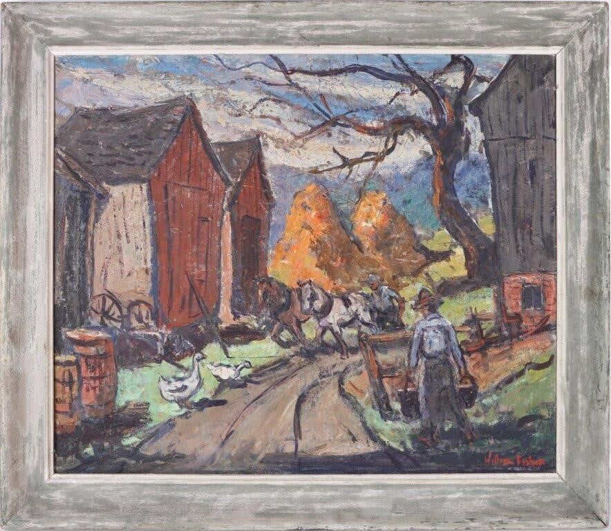 Lot 191303: WILLIAM FISHER OIL ON CANVAS DEPICTING A FARM