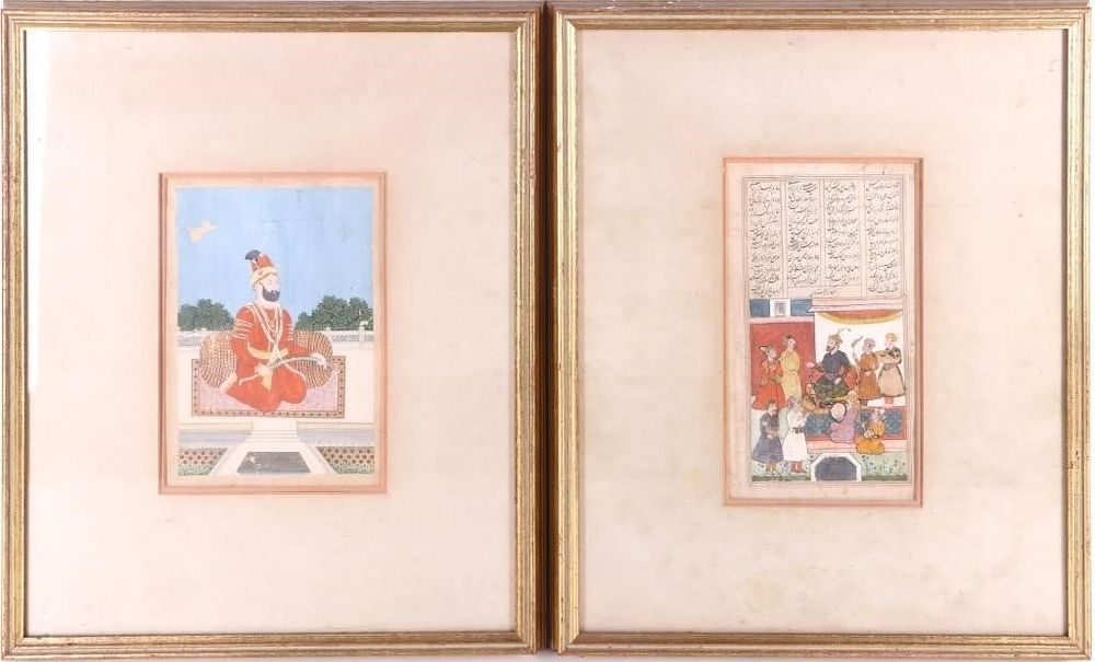 Lot 191305: ISLAMIC PERSIAN HAND-PAINTED FOLIO PAGE PAIR