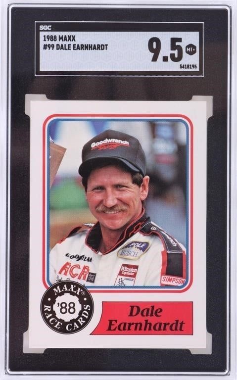 Lot 191333: SGC 9.5 MT+ DALE EARNHARDT #99 1988 MAXX RACE CARD