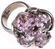 ANTIQUE STERLING SILVER AMETHYST CLUSTER RING. Antique Sterling Silver Natural Amethyst Cluster Image - 3