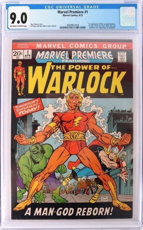 Lot 194299: CGC 9.0 MARVEL PREMIERE #1 THE POWER OF WARLOCK