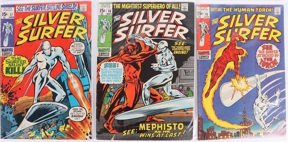 Lot 194323: SILVER SURFER (1968)EARLY BOOKS COLLECTION - 15-17