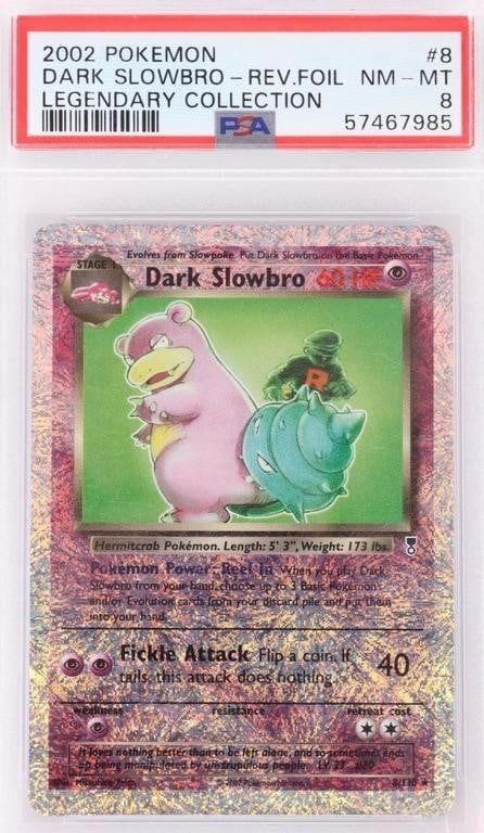 Lot 194332: 2002 POKEMON DARK SLOWBRO REV. FOIL PSA 8