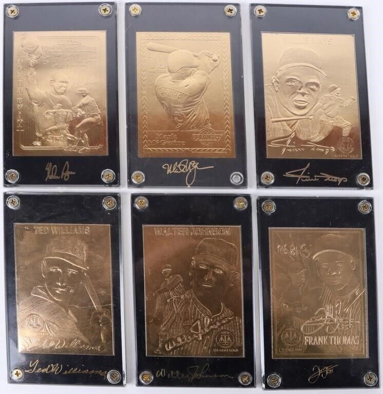 Lot 194356: ~22KT. GOLD FOIL BASEBALL CARDS COLLECTION - (6)