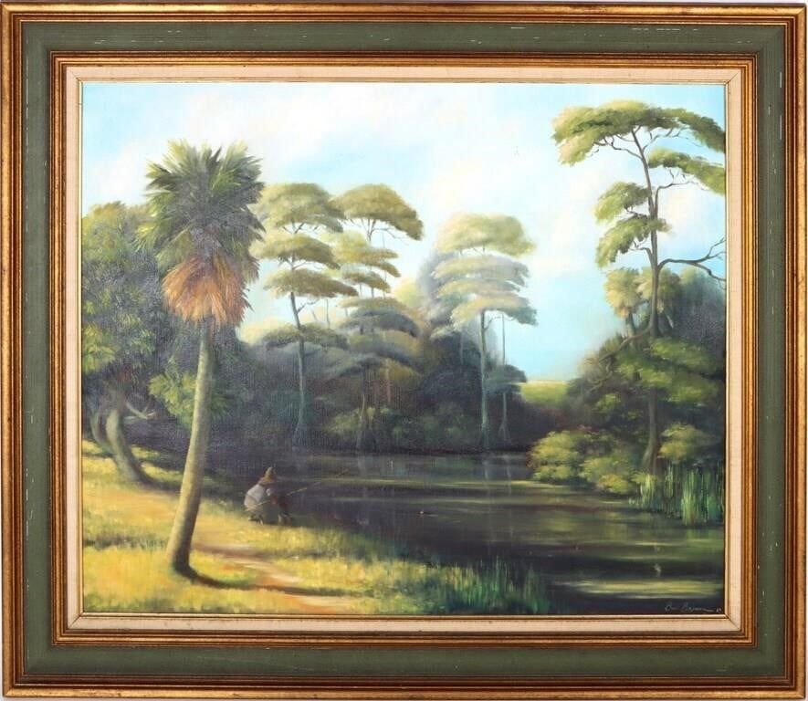 Lot 194394: BOB BROWNE OIL ON CANVAS OF A MARSH LANDSCAPE