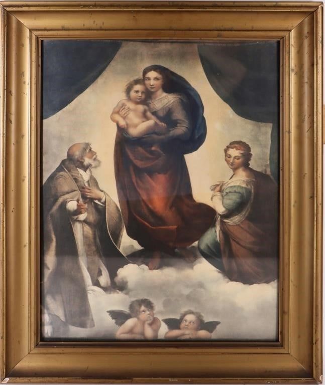 Lot 194401: ANTIQUE MEZZOTINT OF SISTINE MADONNA BY RAPHAEL