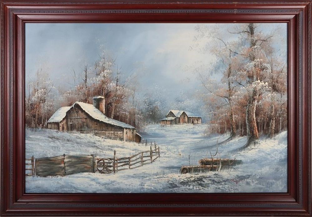 Lot 194407: ORIGINAL ROZARIE ACRYLIC SNOWSCAPE PAINTING