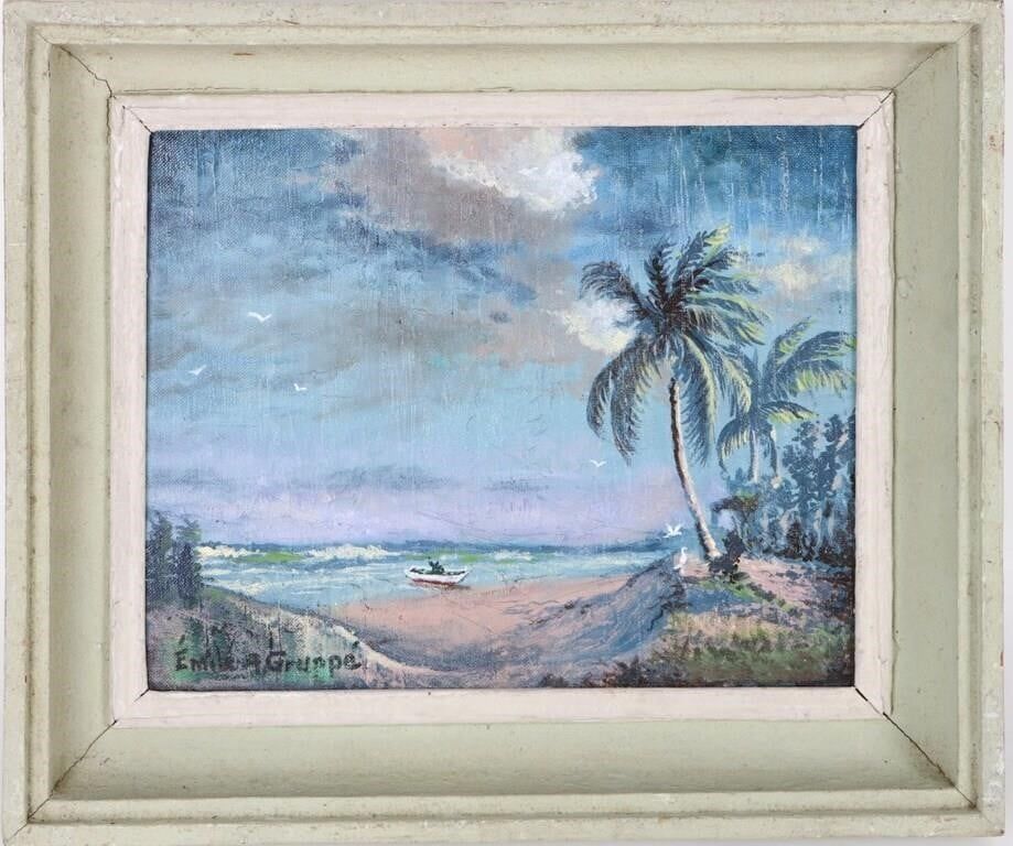 Lot 194416: EMILÉ GRUPPÉ OIL ON CANVAS -THE BEACH (AFTER)