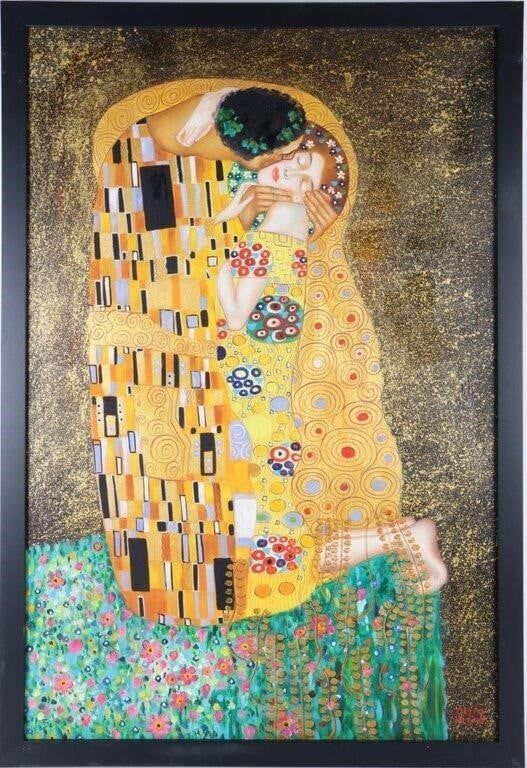 Lot 194418: GUSTAV KLIMT "THE KISS" MADE IN THE MANNER OF