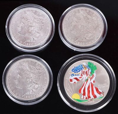 ASSORTED PHILADELPHIA MINTED MS SILVER DOLLARS-(4). Assorted Philadelphia minted Mint State 