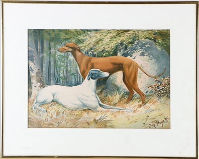 ANTIQUE RARE 1879 A. POPE JR LITHOGRPH GREYHOUNDS. Antique rare 1879 A. Pope Jr lithograph 