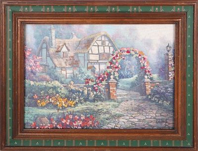 1992 CARL VALENTE "SERENITY" FRAMED TAPESTRY. 1992 Carl Valente "Serenity" framed tapestry.Size: 