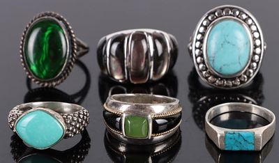 STERLING SILVER TURQUOISE & STONE LADIES RINGS. Sterling silver turquoise and stone ladies rings 