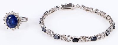 STERLING SILVER SAPPHIRE TOPAZ RING & BRACELET. Sterling silver blue sapphire topaz ladies ring 