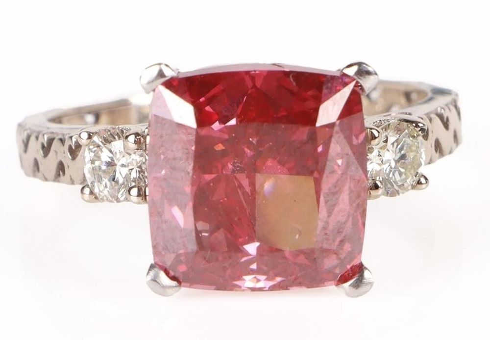 Lot 194091a: GIA 6.47CT VVS2-VS1 PINK DIAMOND18K GOLD RING