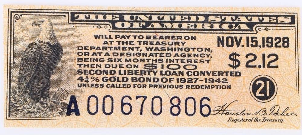 Lot 195297: 1927 GOLD BEARER BOND 4.25% GOLD BOND