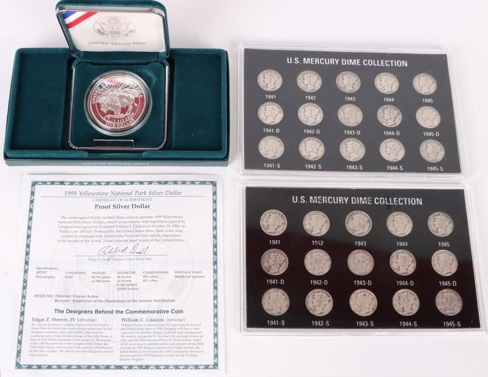 Lot 195317: ASSORTED U.S. MERCURY DIMES & COMMEMORATIVE COINS