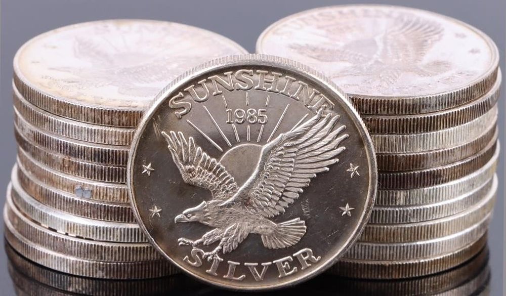 Lot 195330: ROLL OF 20 FINE SILVER SUNSHINE 1 TROY OZ ROUNDS