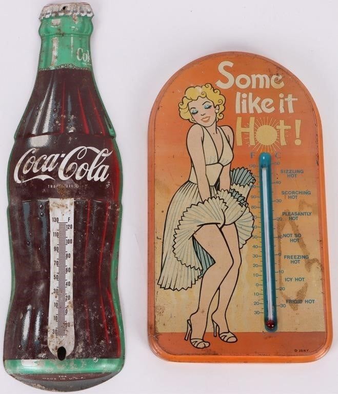 Lot 195390: ANTIQUE COKE & MARYLIN MONROE THERMOMETERS10